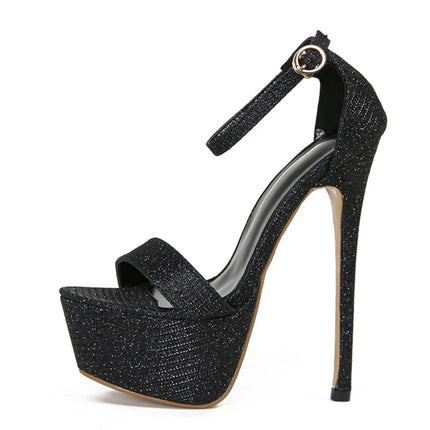 Sandales haute à paillettes noir