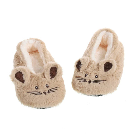 Chausson en forme de souris beige