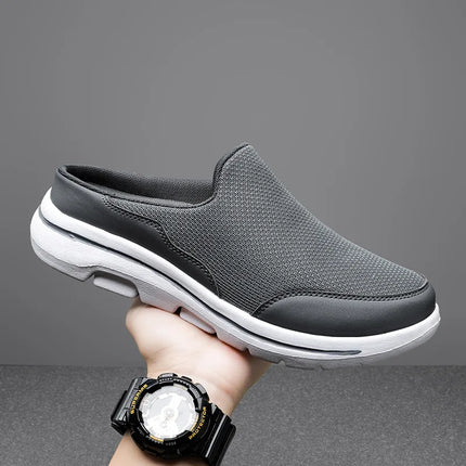 Mules décontractées en maille pour hommes gris