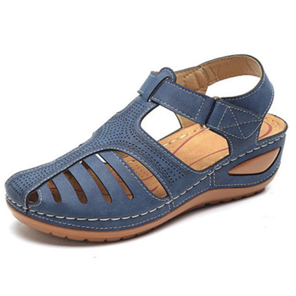 Sandales rétro compensées pour femmes bleu