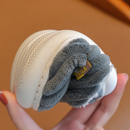 Chaussons d'hiver en peluche à rayures pour bébé souple