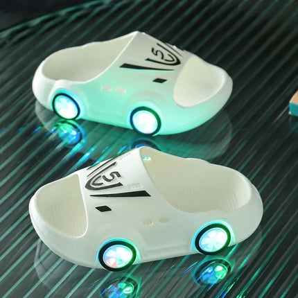 Claquettes en forme de voiture lumineuse pour enfants blanc