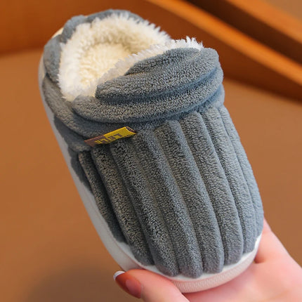 Chaussons d'hiver en peluche à rayures pour bébé