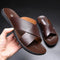 Claquettes en cuir pour homme marron