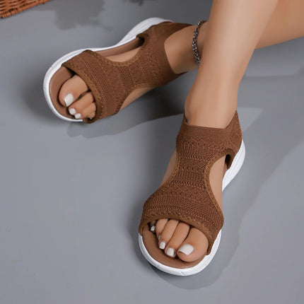 Sandales compensées en maille