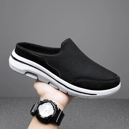 Mules décontractées en maille pour hommes noir
