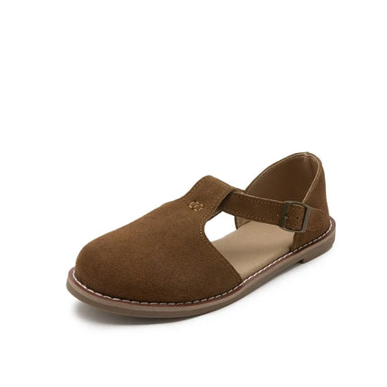 Sandales semelles plates givrées pour femmes marron