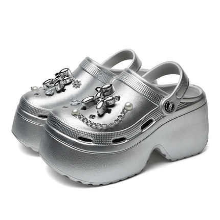 Sandales compensées pour femmes gris
