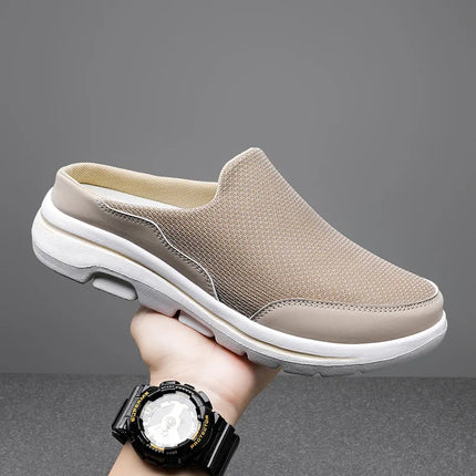Mules décontractées en maille pour hommes beige