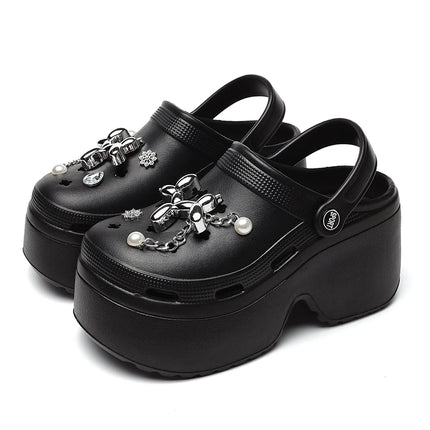 Sandales compensées pour femmes noir